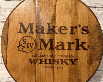 Maker's Mark Bourbon Whisky Laser Engraved Barrel Head