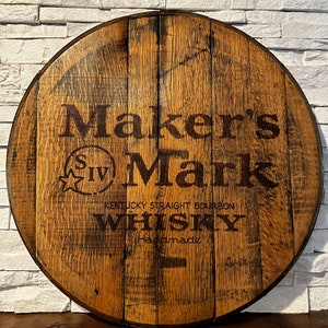 Maker's Mark Bourbon Whisky Laser Engraved Barrel Head