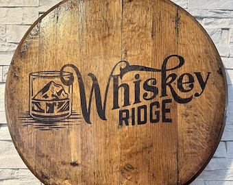 Custom Cabin, Cottage, airbnb property Bourbon/Whiskey Laser Engraved Barrel Head