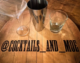 Custom Instagram / Social Media Handle Bourbon Whiskey Laser Engraved Barrel Head