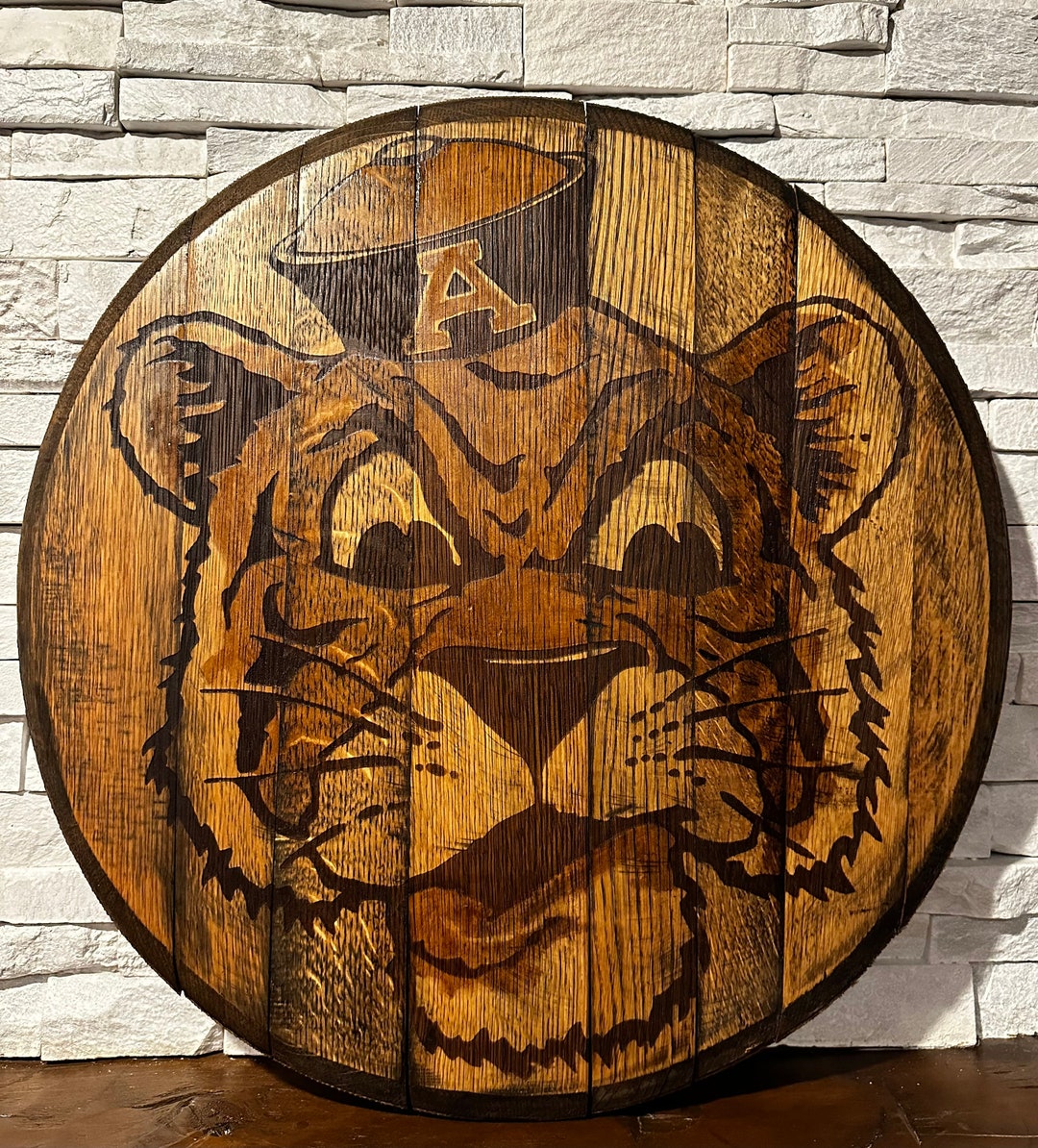 Custom College or University Graduation Gift Bourbon/Whiskey Laser Engraved Barrel Head