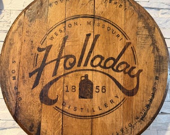 Holladay Distillery Bourbon Laser Engraved Barrel Head