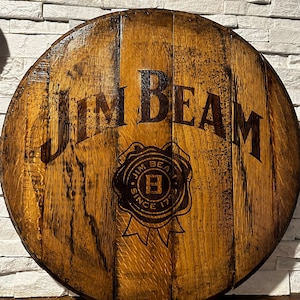 Jim Beam Whiskey/Bourbon Laser Engraved Barrel Head