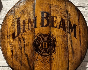 Jim Beam Whiskey/Bourbon Laser Engraved Barrel Head