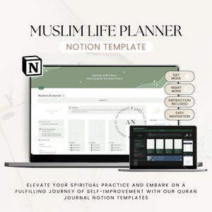 Islamic Planner, Muslim Journal, Muslim Life Planner, Prayer, Quran Tracker, Ramadan Planner, Digital Islamic Planner | Notion Template