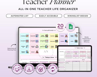 Teacher Planner Google Sheets Template Student Lesson Plan Class Lesson Gradebook & Attendance Tracker (Digital Planner)
