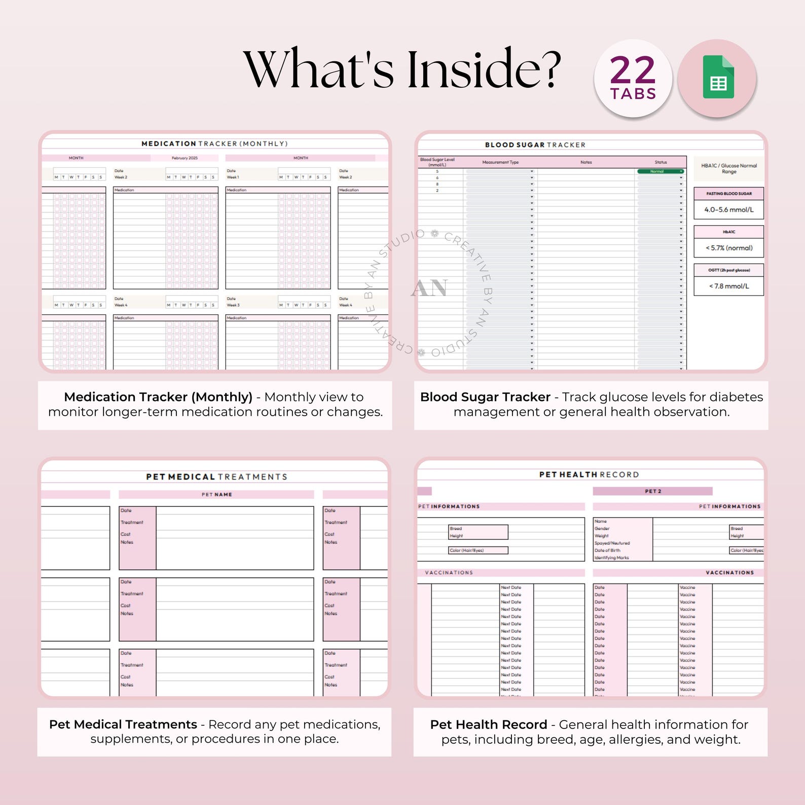 Medical Binder, Google Sheets Template, Doctor Visit Tracker, Medical ...