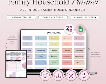 Family Household Planner: All-in-One Google Sheets Template (Digital Download)