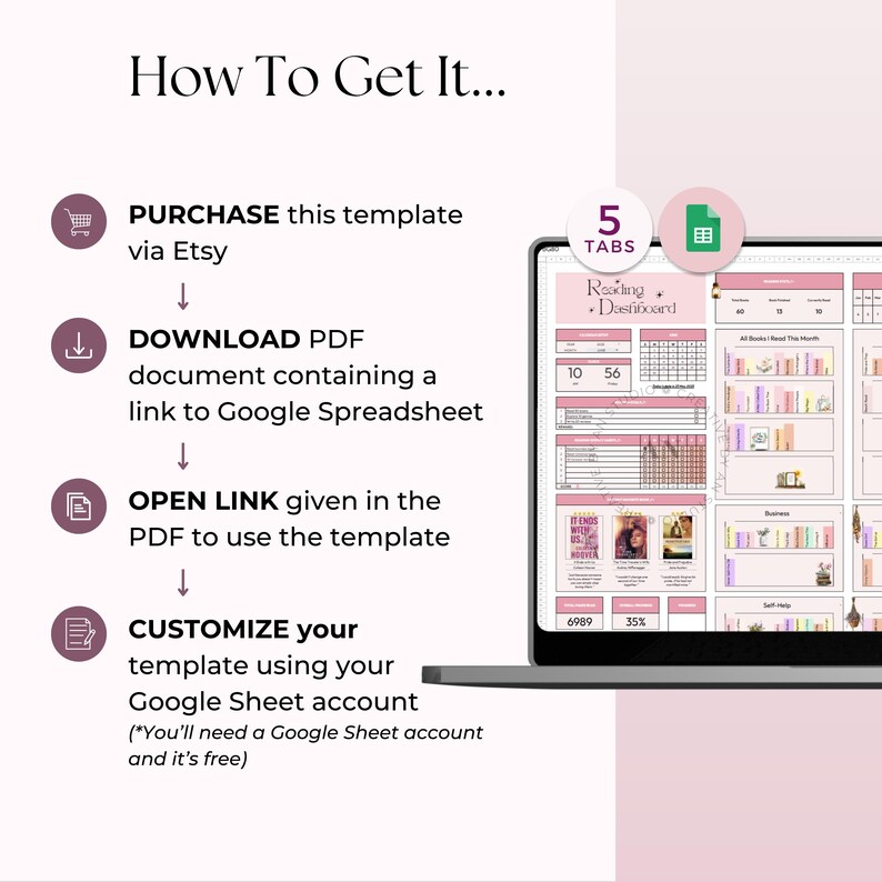 Digital Book Tracker, Google Sheets Template, Reading List, Library ...