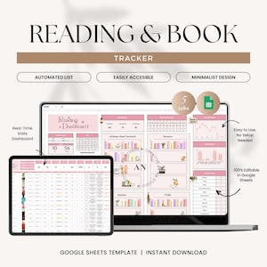 Book Tracker & Reading List, Digital Book Library, Reading Journal Planner, Book Lovers Gift, Book Collection Log | Google Sheets Template