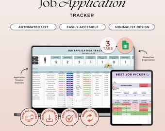 Job Application Tracker, Google Sheets Template, Career Planner (Digital Download)