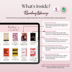 Digital Book Tracker, Google Sheets Template, Reading List, Library ...