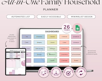 Family Household Planner: All-in-One Google Sheets Template (Digital Download)