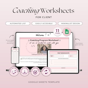 Coaching Session Planner, Google Sheets Template, Client Forms & Notes (Digital Download)