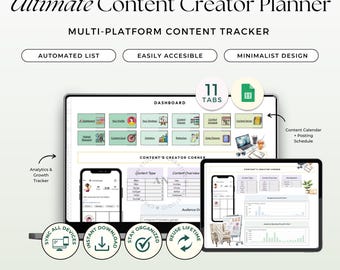 Content Creation Planer, Google Sheet Template, Social Media Content Kalender (Digitaler Download)