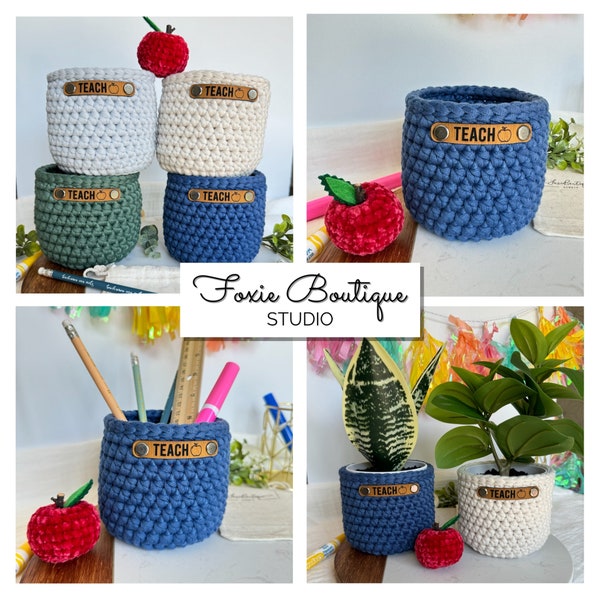 Crochet Teacher Basket,Crochet Teacher Plant Holder Basket,Handmade Basket,Decor,Teacher Classroom Decor,Basket,Crochet,Teacher Gift