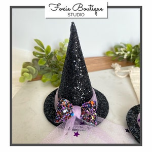 Black Glitter Witch Hat Hair Clip or Headband,Witch Hat ,Halloween Hair Clip,Halloween Headband,Witch Hair Accessory,Witch Costume