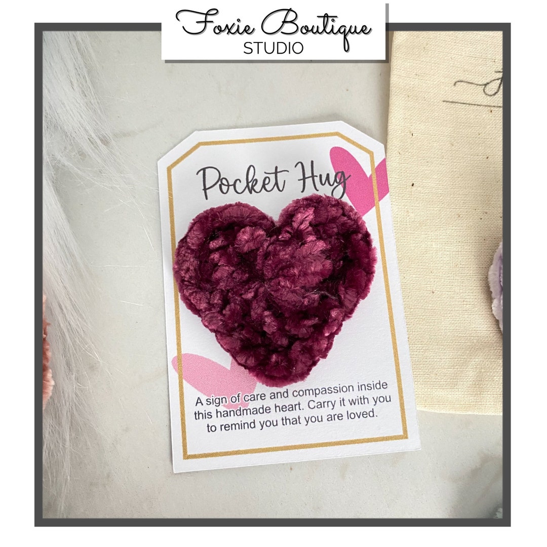 Pocket Hug, Crochet Heart, Heart Hug, Valentines Gift, Love Gift