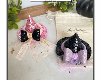 Mini Glitter Witch Hat Hair Clip or Headband,Witch Hat,Halloween Hair Clip,Halloween Headband,Witch Hair Accessory,Witch Costume
