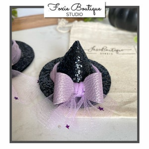 Mini Glitter Witch Hat Hair Clip Or Headband witch Hat halloween Hair mini-glitter-witch-hat-hair-clip-or-headband-witch-hat-halloween-hair