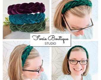 Velvet Braided Adjustable Headband,Kid Heabnd,Teen Headband,Adult Headband:One Size Fits Most,Gift,Holiday Gift,Stocking Stuffer