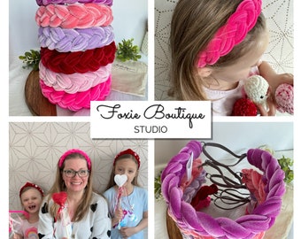 Velvet Braided Adjustable Headband,Kid Heabnd,Teen Headband,Adult Headband:One Size Fits Most,Gift,Valentines Headband,Valentines Gift