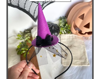 Witch’s Hat Headband, Halloween Costume, Halloween Headband, Halloween Hair Accessory, Witch Costume, Purple Witch Hat
