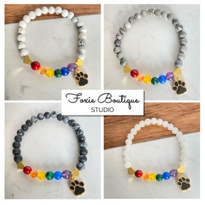Rainbow Bridge Bracelet: Pet Loss Bracelet, Pet Memorial Bracelet, Rainbow Bridge Gift, Cat/Dog Paw Print Rainbow Bracelet