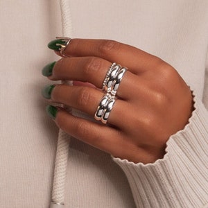 Silver Double Band Ring | Chunky Ring | Stacking Ring | Waterproof | High Quality Jewelry | EFFE Jewelry