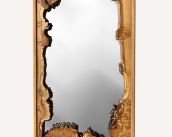 Live edge mirror & Burr Oak Frame | Handcrafted bespoke frame