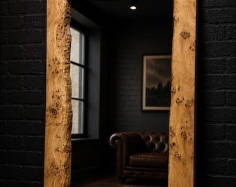 Rustic Oak Live Edge Mirror | Handcrafted Solid Wood Wall Decor