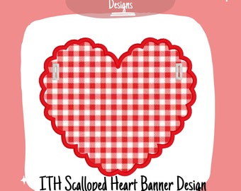 Diseño de bordado a máquina de corazón festoneado para San Valentín (descarga digital)