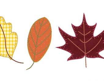 Diseño de bordado a máquina con apliques de hojas de otoño