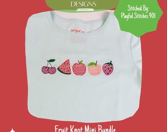 Paquete pequeño de diseños de bordado a máquina "Nudo de Frutas" (Descarga digital)