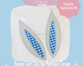 Bunny Ears Applique, Zig Zag Stitch Embroidery Design (Digital Download)