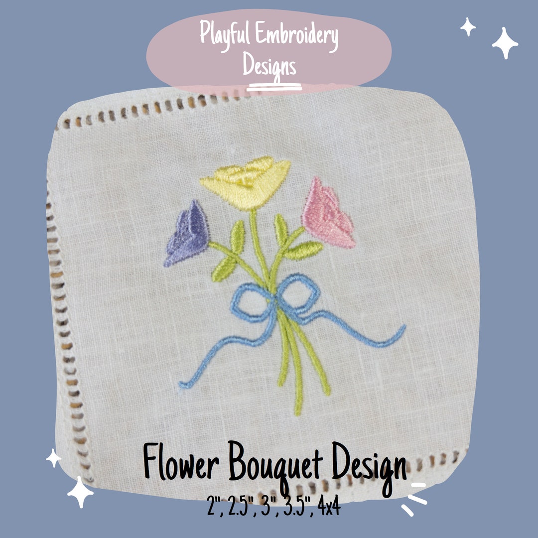 Flower Bouquet Embroidery Design, Machine Embroidery Design, Spring