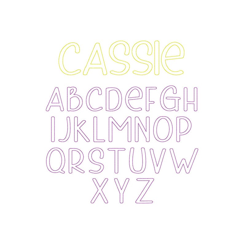 Cassie Bean Stitch Outline Font Design, Bean Stitch Machine Embroidery ...