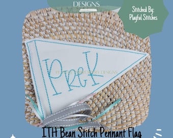 ITH Bean Stitch Pennant Flag Machine Embroidery Design (Digital File)