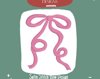Satin Stitch Bow Embroidery Design: Vintage Style (Digital Download)