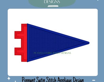 Motif de broderie appliqué drapeau fanion (téléchargement numérique)