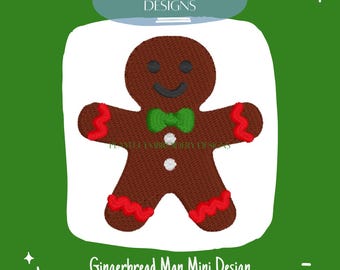 Gingerbread Man Mini Machine Embroidery Design: Mini Fill Stitch Design (Digital Download)