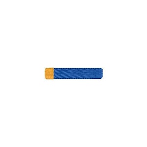 May include: A blue and gold ribbon with a textured pattern.