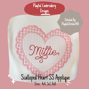 Ausgebogtes Herz Satin Stitch Applikation Design, Valentinstag Applikation, Maschinenstickerei