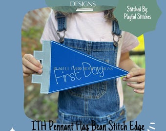 ITH Pennant Machine Embroidery Design, Back to School Flag (Digital File)