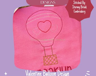 Valentine Hot Air Balloon Machine Embroidery Design (Digital File)