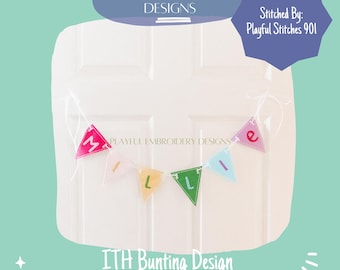 ITH Banner Machine Embroidery Design, Simple Bunting (4x4, 5x7, 6x10, 8x8) (Digital Download)