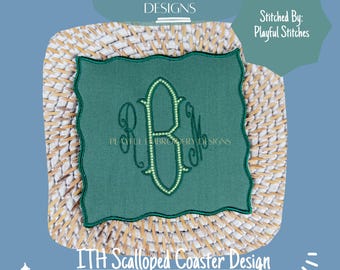 ITH Scalloped Coaster Stickdatei (Digitaler Download)