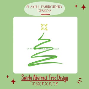 Swirly Abstract Christmas Tree Machine Embroidery Design, Abstract Tree Embroidery Design, Swirly Christmas Tree Design, Casual Christmas