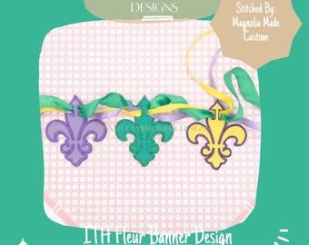 In The Hoop Fleur de Lis Banner, Machine Embroidery Design (Digital Download)