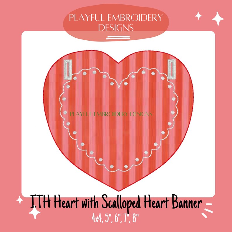 ITH Scalloped Heart Banner Machine Embroidery Design (digital Download ...